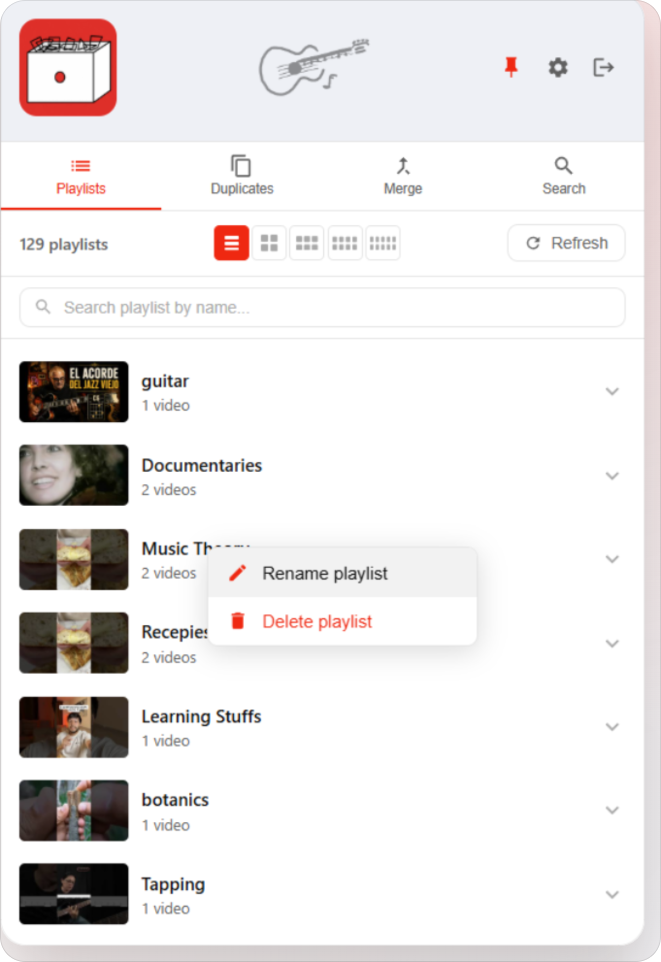 Manage playlists