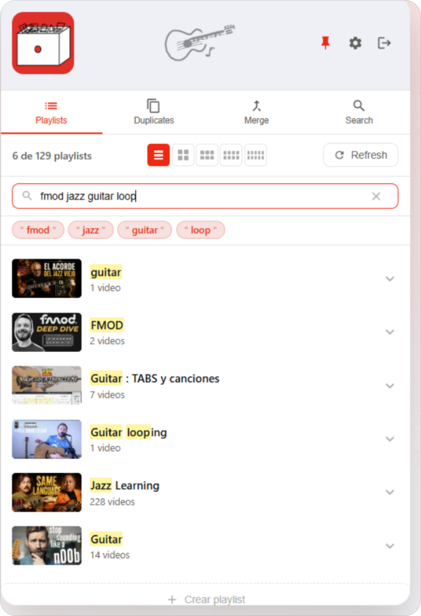Search across playlists