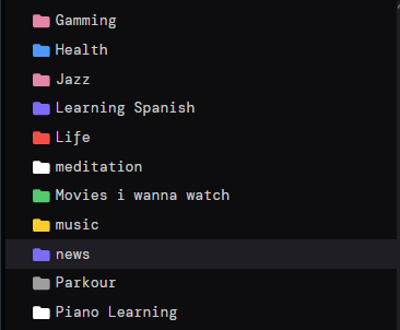 Folders list